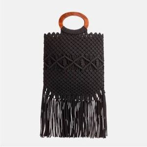 DANIELLE NICOLE Black Macrame Crossbody Bag- Like New